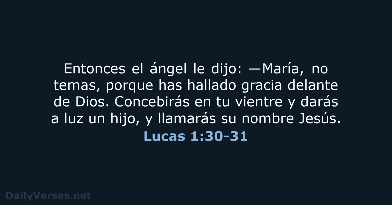 Entonces el ángel le dijo: —María, no temas, porque has hallado gracia… Lucas 1:30-31