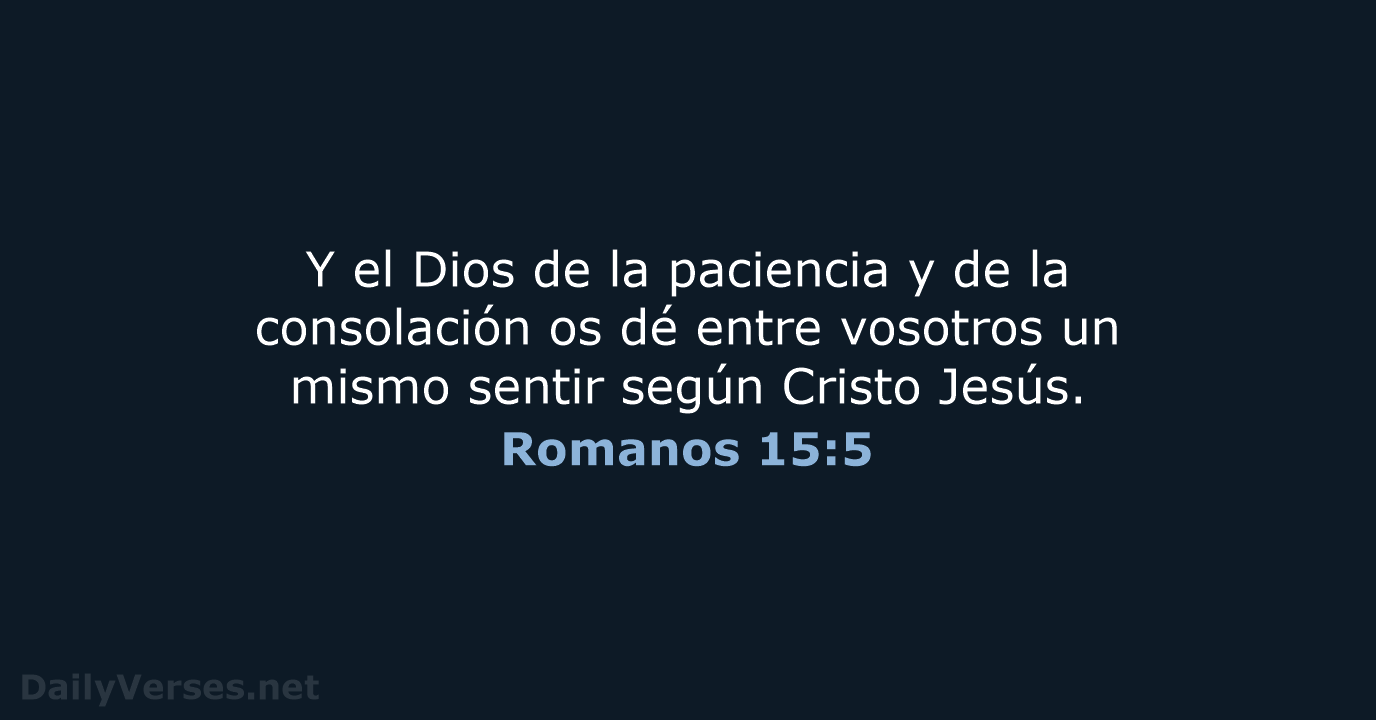 Y el Dios de la paciencia y de la consolación os dé… Romanos 15:5