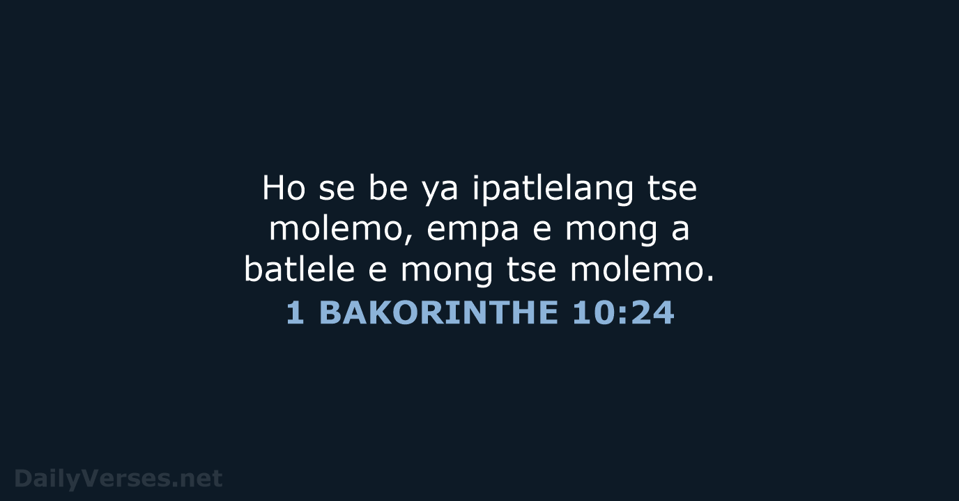 1 BAKORINTHE 10:24 - SSO89
