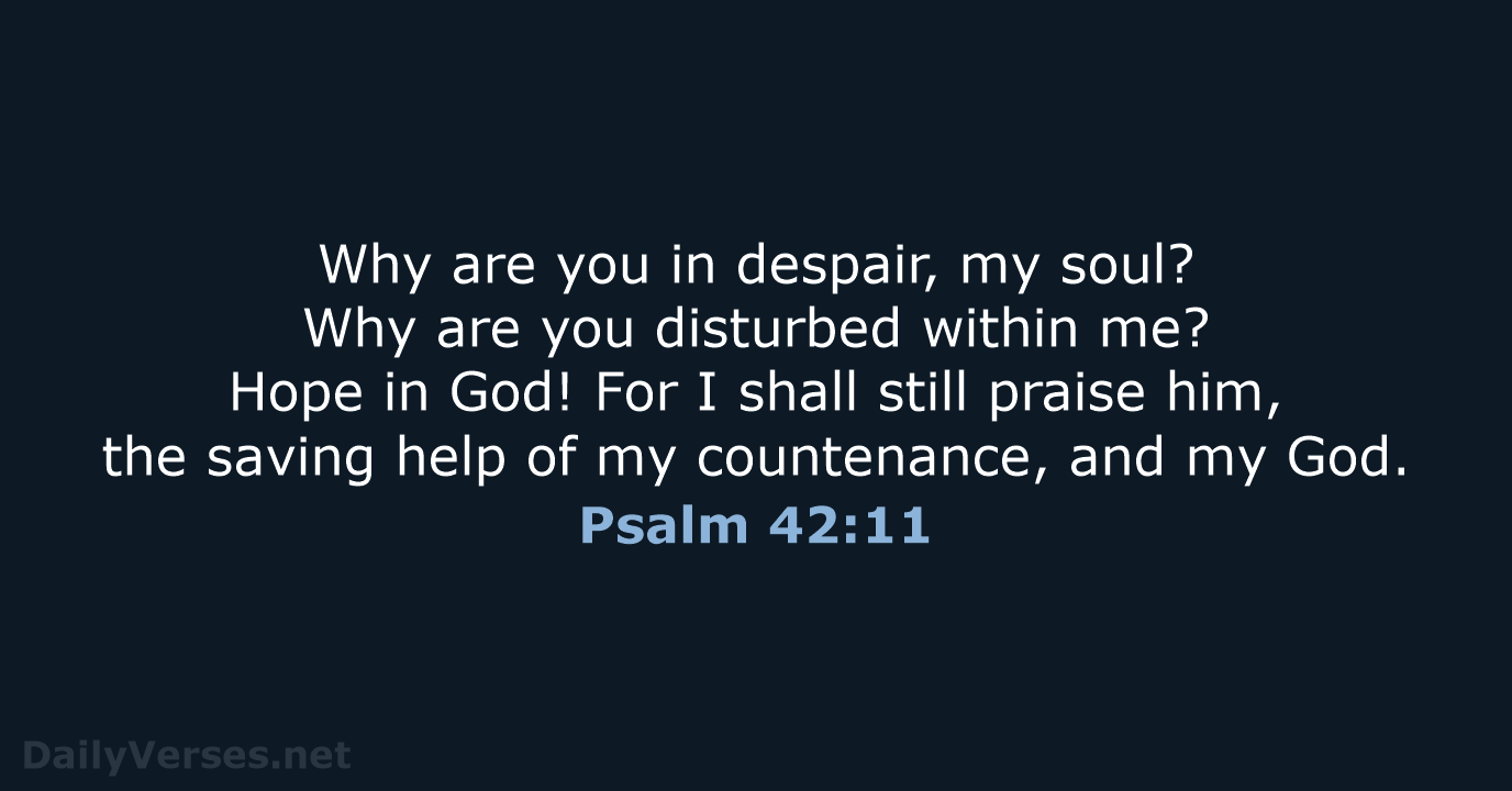 Why are you in despair, my soul? Why are you disturbed within… Psalm 42:11