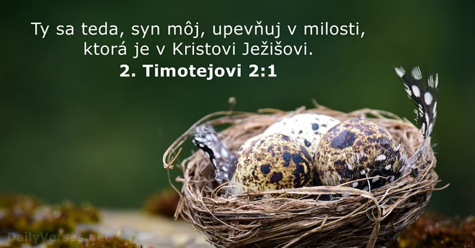 Ty sa teda, syn môj, upevňuj v milosti, ktorá je v Kristovi Ježišovi. 2. Timotejovi 2:1