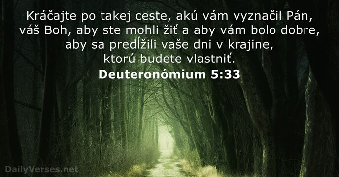 Kráčajte po takej ceste, akú vám vyznačil Pán, váš Boh, aby ste… Deuteronómium 5:33