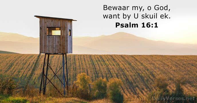Bewaar my, o God, want by U skuil ek. Psalm 16:1