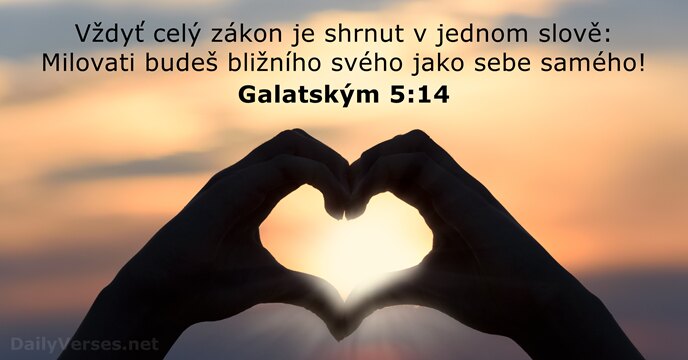 Vždyť celý zákon je shrnut v jednom slově: Milovati budeš bližního svého… Galatským 5:14