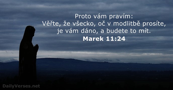 Proto vám pravím: Věřte, že všecko, oč v modlitbě prosíte, je vám… Marek 11:24