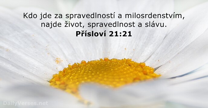 Kdo jde za spravedlností a milosrdenstvím, najde život, spravedlnost a slávu. Přísloví 21:21