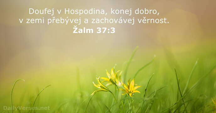 Doufej v Hospodina, konej dobro, v zemi přebývej a zachovávej věrnost. Žalm 37:3