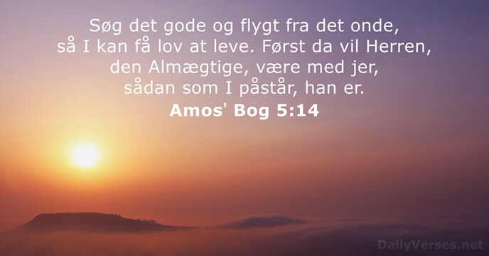 Søg det gode og flygt fra det onde, så I kan få… Amosʼ Bog 5:14