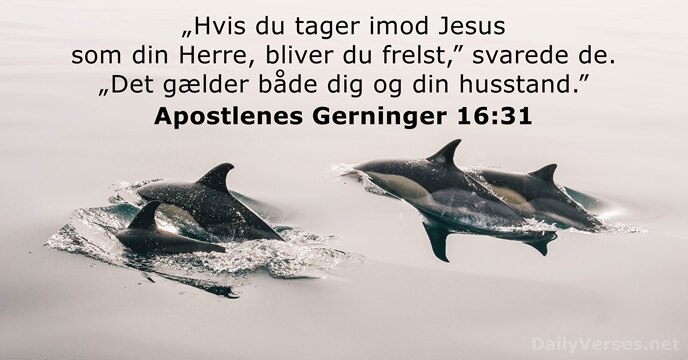 „Hvis du tager imod Jesus som din Herre, bliver du frelst,” svarede… Apostlenes Gerninger 16:31