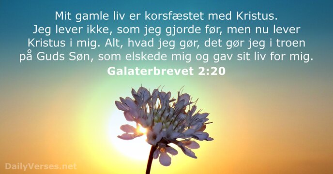 Mit gamle liv er korsfæstet med Kristus. Jeg lever ikke, som jeg… Galaterbrevet 2:20