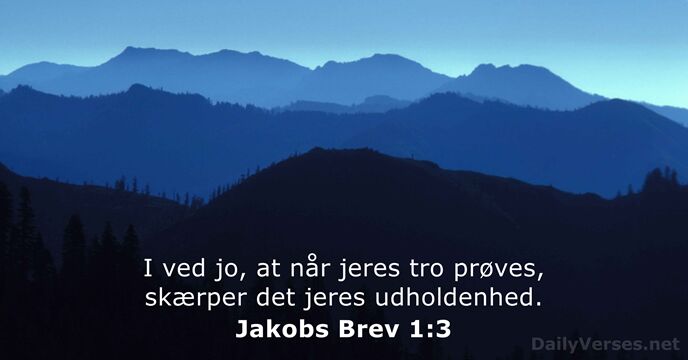 I ved jo, at når jeres tro prøves, skærper det jeres udholdenhed. Jakobs Brev 1:3