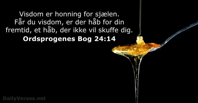 Visdom er honning for sjælen. Får du visdom, er der håb for… Ordsprogenes Bog 24:14