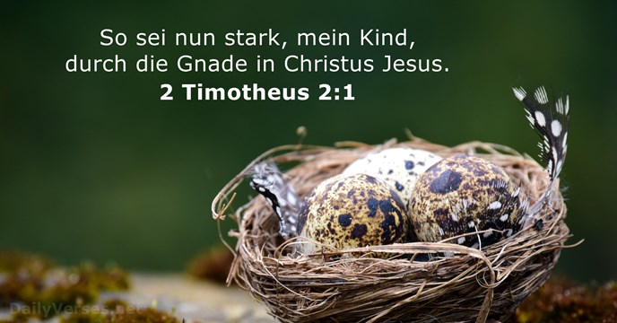 So sei nun stark, mein Kind, durch die Gnade in Christus Jesus. 2 Timotheus 2:1