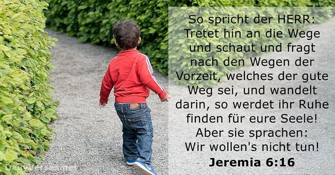 So spricht der HERR: Tretet hin an die Wege und schaut und… Jeremia 6:16