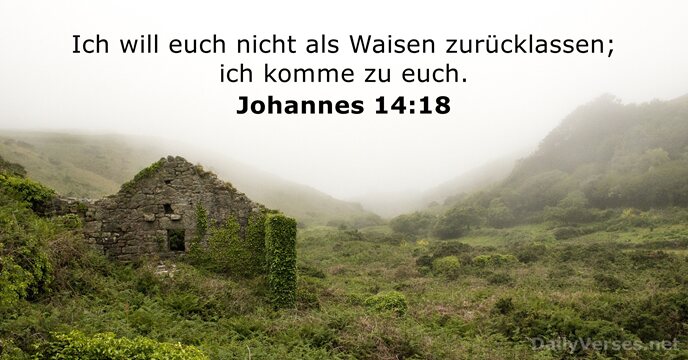 Ich will euch nicht als Waisen zurücklassen; ich komme zu euch. Johannes 14:18