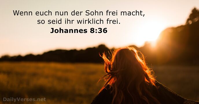 Wenn euch nun der Sohn frei macht, so seid ihr wirklich frei. Johannes 8:36