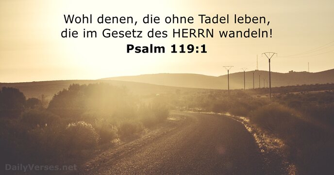 Wohl denen, die ohne Tadel leben, die im Gesetz des HERRN wandeln! Psalm 119:1