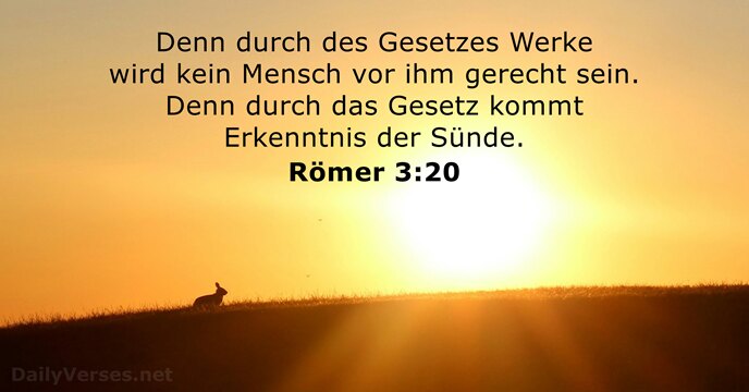 Denn durch des Gesetzes Werke wird kein Mensch vor ihm gerecht sein… Römer 3:20