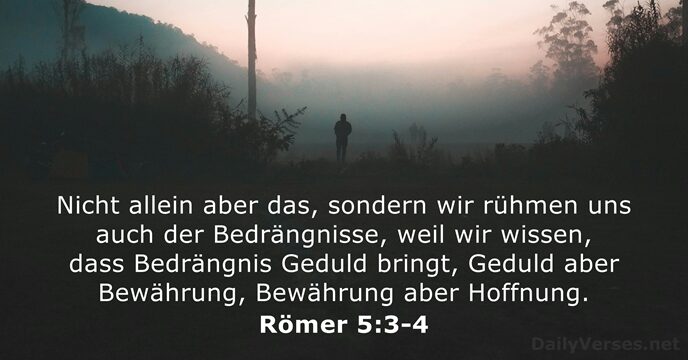 Nicht allein aber das, sondern wir rühmen uns auch der Bedrängnisse, weil… Römer 5:3-4