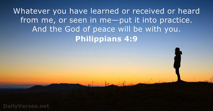 Philippians 4:9 - Bible verse of the day - DailyVerses.net