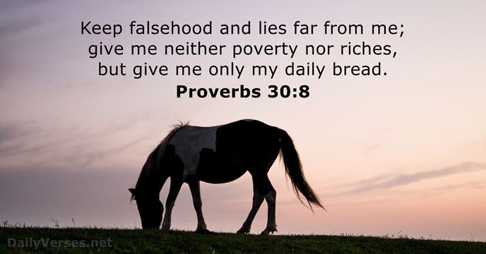 Proverbs 30:8 - Bible verse of the day - DailyVerses.net