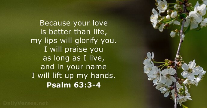 Psalm 63:3-4 - Bible verse of the day - DailyVerses.net