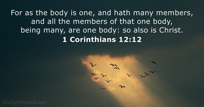 For as the body is one, and hath many members, and all… 1 Corinthians 12:12