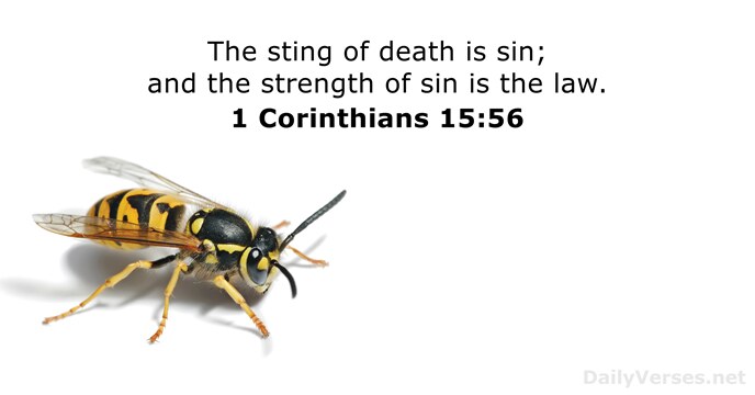 The sting of death is sin; and the strength of sin is the law. 1 Corinthians 15:56