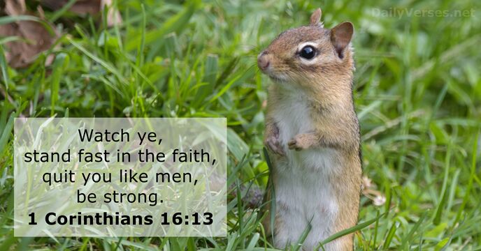 Watch ye, stand fast in the faith, quit you like men, be strong. 1 Corinthians 16:13