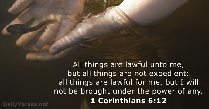 All things are lawful unto me, but all things are not expedient:… 1 Corinthians 6:12