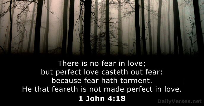 There is no fear in love; but perfect love casteth out fear:… 1 John 4:18