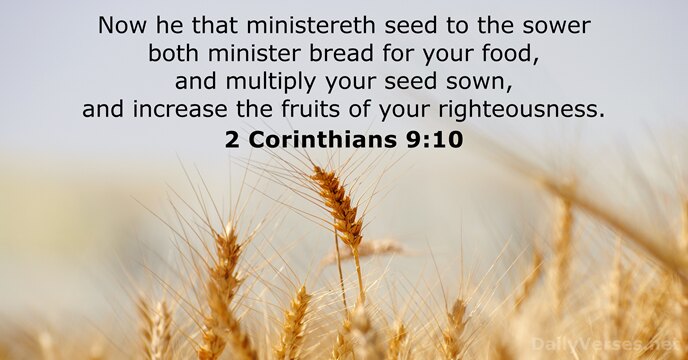 Now he that ministereth seed to the sower both minister bread for… 2 Corinthians 9:10