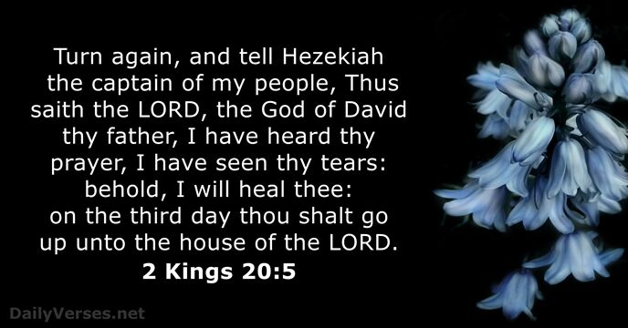 Turn again, and tell Hezekiah the captain of my people, Thus saith… 2 Kings 20:5