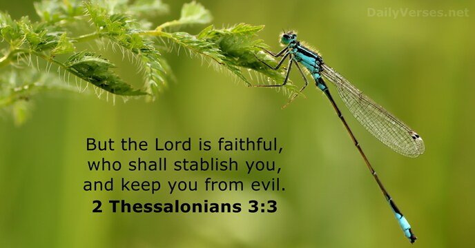 But the Lord is faithful, who shall stablish you, and keep you from evil. 2 Thessalonians 3:3