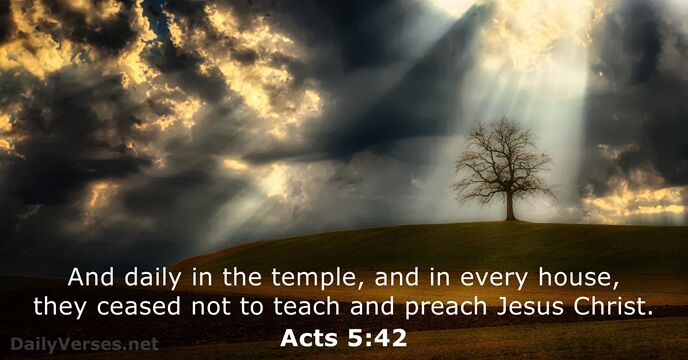 And daily in the temple, and in every house, they ceased not… Acts 5:42