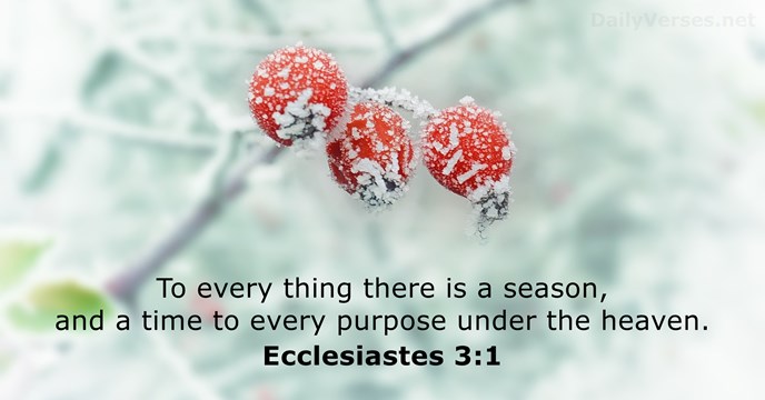 To every thing there is a season, and a time to every… Ecclesiastes 3:1