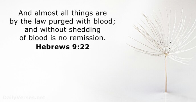 And almost all things are by the law purged with blood; and… Hebrews 9:22