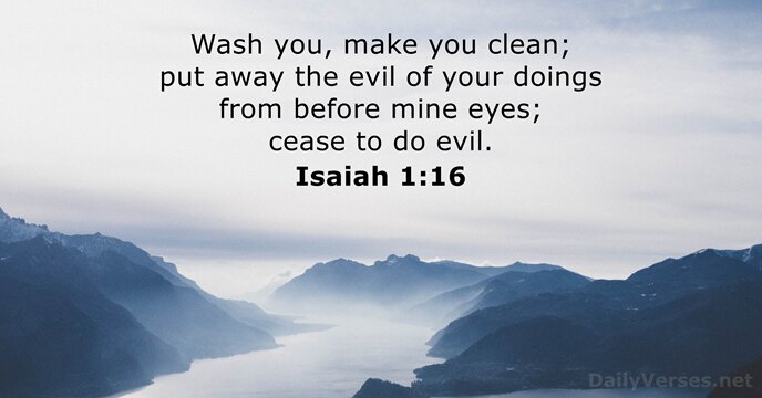 Wash you, make you clean; put away the evil of your doings… Isaiah 1:16