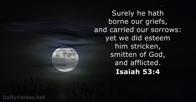 Surely he hath borne our griefs, and carried our sorrows: yet we… Isaiah 53:4