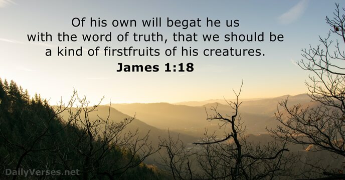 Of his own will begat he us with the word of truth… James 1:18