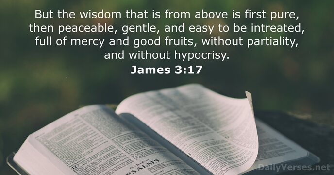 But the wisdom that is from above is first pure, then peaceable… James 3:17