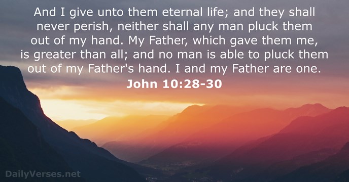 And I give unto them eternal life; and they shall never perish… John 10:28-30