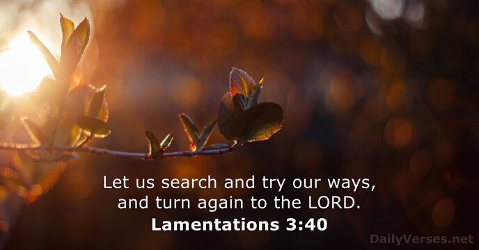 Let us search and try our ways, and turn again to the LORD. Lamentations 3:40