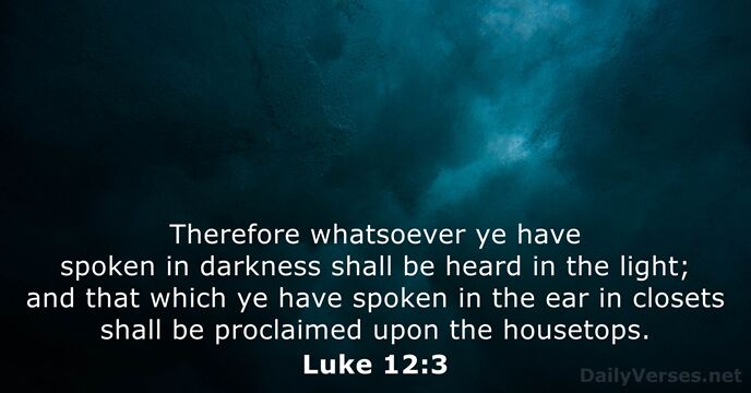 Therefore whatsoever ye have spoken in darkness shall be heard in the… Luke 12:3