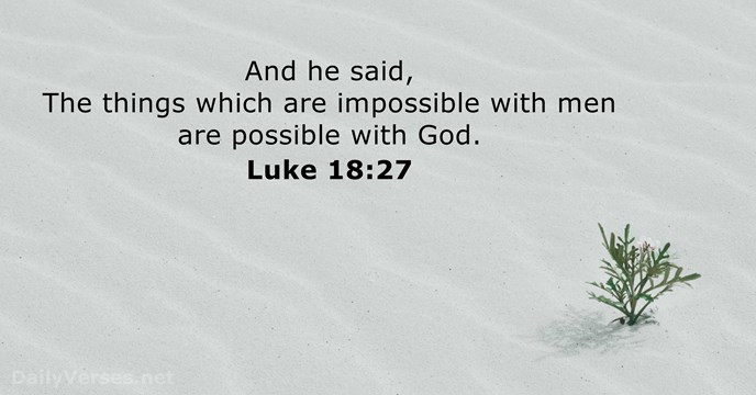 And he said, The things which are impossible with men are possible with God. Luke 18:27