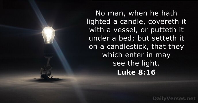 No man, when he hath lighted a candle, covereth it with a… Luke 8:16