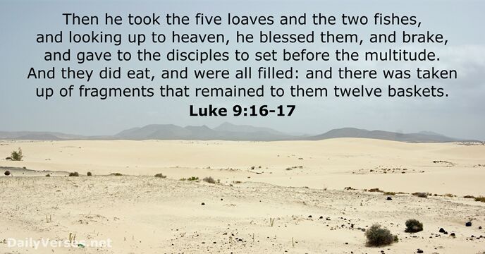 Then he took the five loaves and the two fishes, and looking… Luke 9:16-17