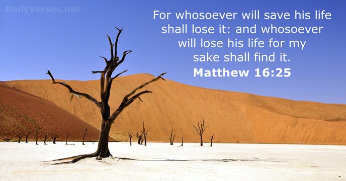 For whosoever will save his life shall lose it: and whosoever will… Matthew 16:25