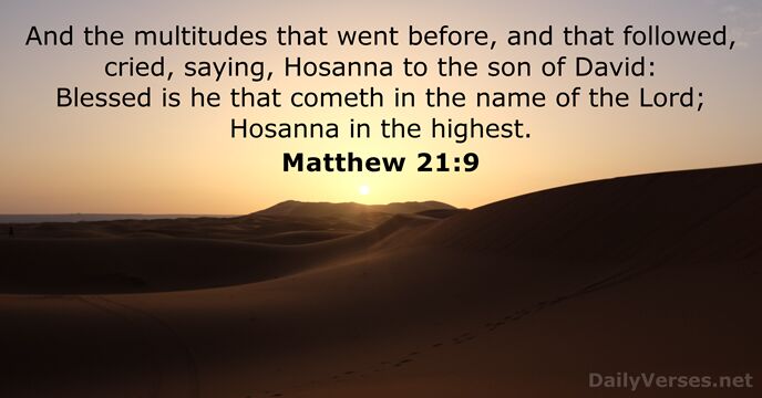 And the multitudes that went before, and that followed, cried, saying, Hosanna… Matthew 21:9