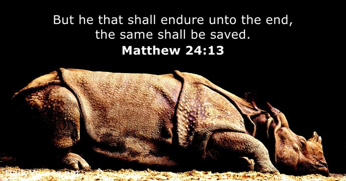 But he that shall endure unto the end, the same shall be saved. Matthew 24:13
